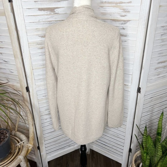 J. JILL Women's Confetti Knit Open Front Cardigan Sweater Oatmeal Silk Blend L - Picture 11 of 12
